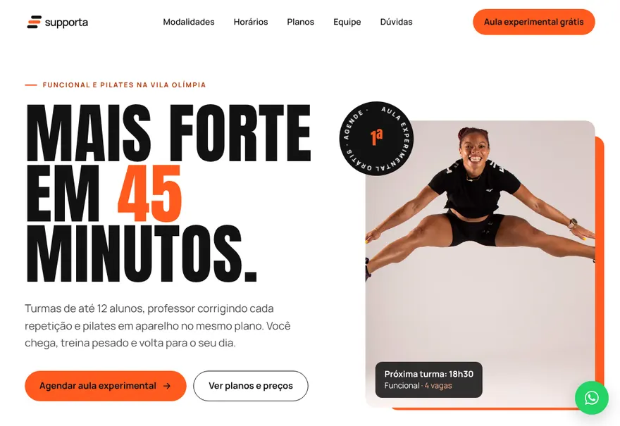 Modelo de site: Estúdio fitness