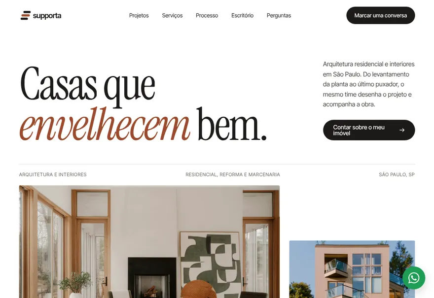 Modelo de site para arquitetura autoral