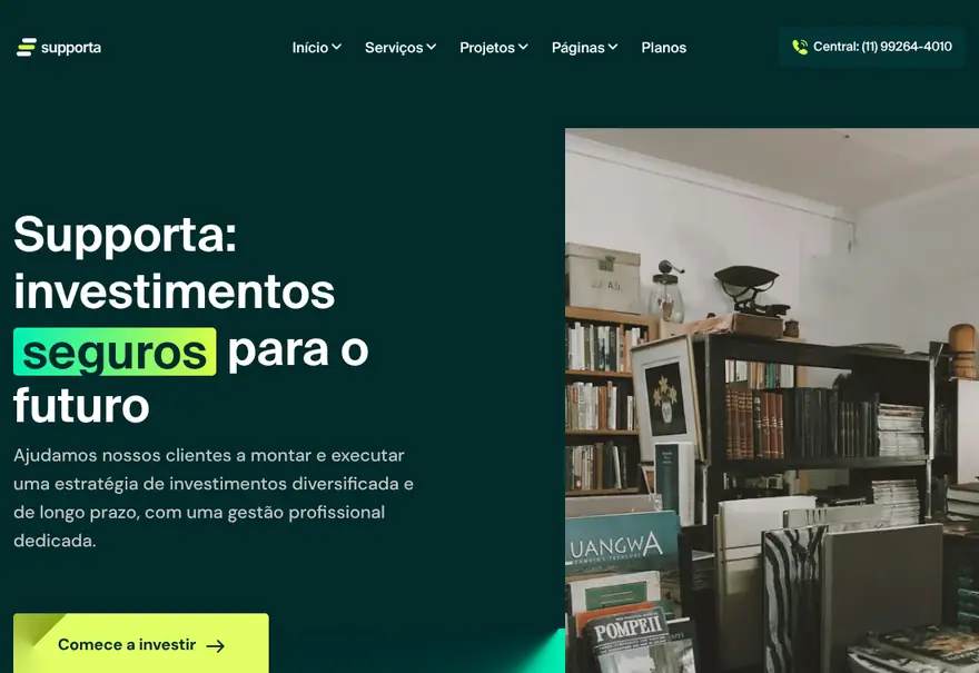 Modelo de site para finanças e fintech