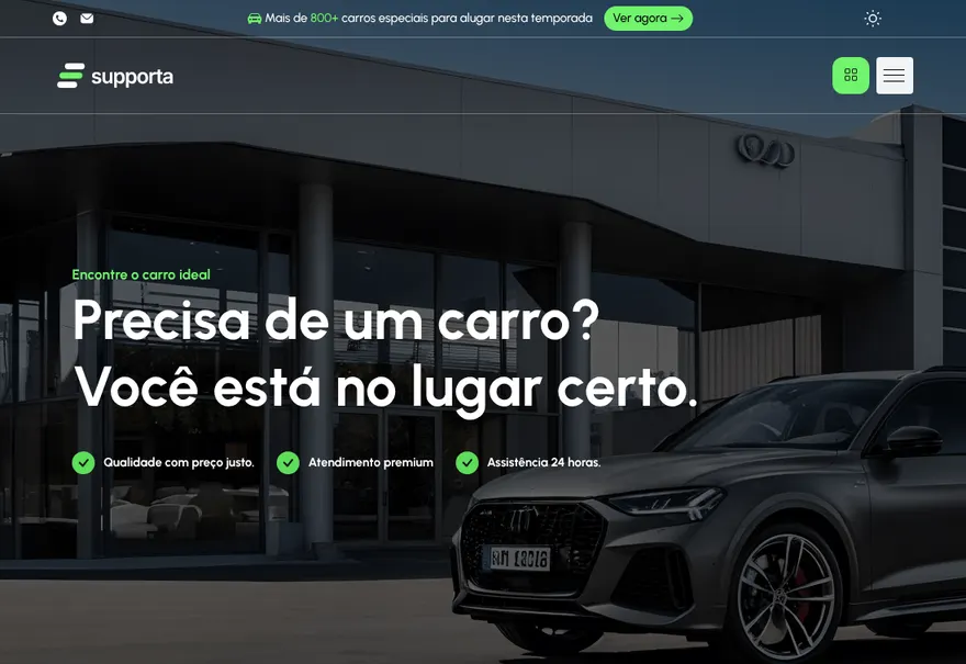 Modelo de site para locadora de veículos