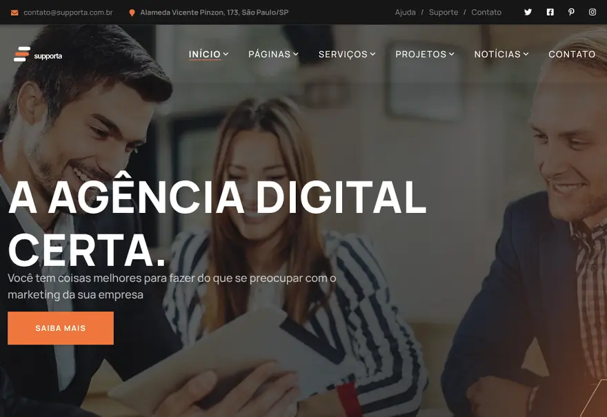 Modelo de site para marketing digital